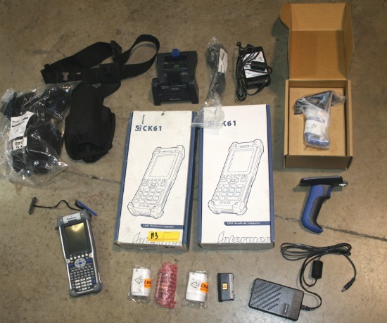 INTERMEC CK61NI HANDHELD MOBILE COMPUTER INCLUDES (4) BATTERIES, ACCESSORIES, (2) HOLSTERS AND