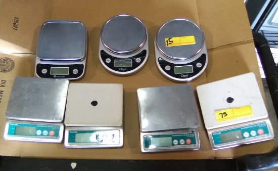 KITCHEN SCALES: (4) TAYLOR MODEL TE10CSW & (3) OZERI MODEL ZK14-S