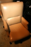 BEIGE LEATHER HIGH BACK EXECUTIVE ROLLING CHAIR