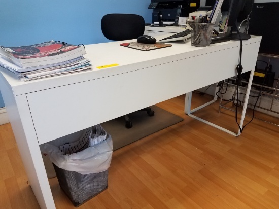 LOT CONSISTING OF: (2) PCS. WHITE LAMINATE DESK SET WITH ROLLING CHAIR