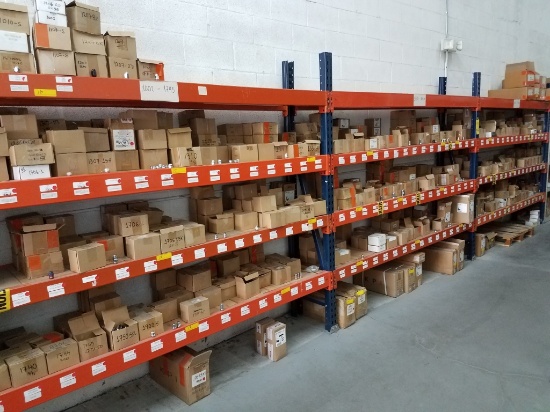 SECTIONS OF NARROW PALLET RACKING 8'L X 18" D X 7'H (EACH UNIT HAS 4 SHELVES)