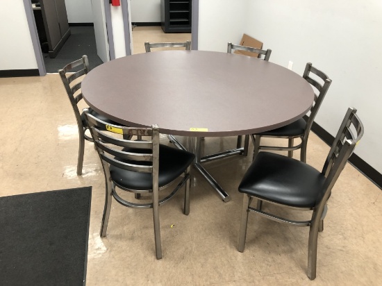 60" ROUND DINING TABLE WITH (6) MATCHING CHAIRS