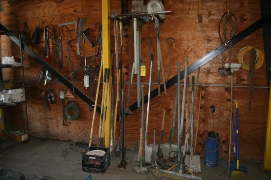 LOT CONSISTING OF ASSORTED TOOLS ON WALL