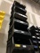 LARGE BLACK PLASTIC STACKING STORAGE BINS