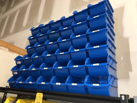 BLUE PLASTIC STACKING STORAGE BINS