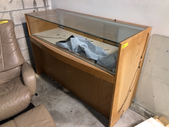 WOOD AND GLASS DISPLAY CASE