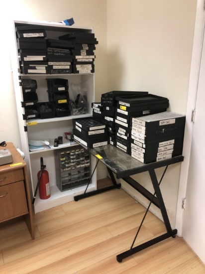 LOT CONSISTING OF: JEWELRY TRAYS, SHELVING UNIT,