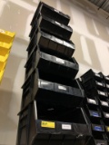 LARGE BLACK PLASTIC STACKING STORAGE BINS