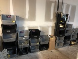 LARGE BLACK PLASTIC STACKING STORAGE BINS