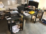 L-SHAPED DESK WITH METAL BASE 7' X 6' X 30