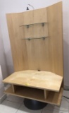 WOODEN SWIVEL TV CONSOLE WITH GLASS SHELVES
