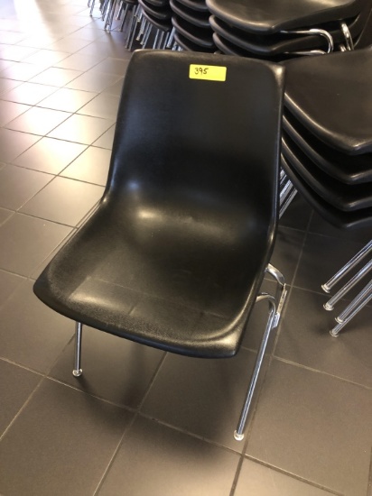 BLACK PLASTIC WITH METAL FRAME STACKING CHAIRS