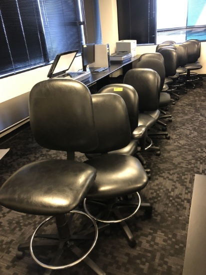 BLACK VINYL ROLLING OFFICE CHAIRS