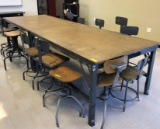 WOOD-TOPPED, METAL FRAMED WORK BENCHES