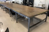 WORK TABLE WITH METAL FRAME AND WOOD TOP