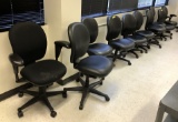 BLACK VINYL ROLLING OFFICE CHAIRS