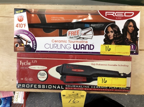 RED BY KISS CERAMIC CURLING WAND AND TYCHE 1.75 CERAMIC FLAT