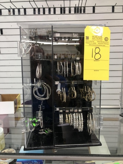 LOT CONSISTING OF COUNTER TOP JEWELRY DISPLAY WITH FASHION HOOP EARRINGS (APPROX. 40+/- PCS.)