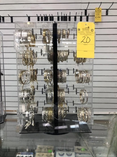 LOT CONSISTING OF COUNTER TOP JEWELRY DISPLAY WITH FASHION BANGLE BRACELETS (APPROX. 200+/- PCS.)