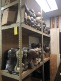 LOT CONSISTING OF HEAD MANNEQUINS AND ASSORTED WIGS IN BIN (APPROX. 75+/- PCS.) INCLUDES WOODEN BIN