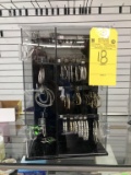 LOT CONSISTING OF COUNTER TOP JEWELRY DISPLAY WITH FASHION HOOP EARRINGS (APPROX. 40+/- PCS.)