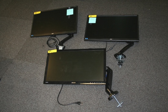 ASSORTED MONITORS WITH DESK MOUNTS **HIGH BID/AMOUNT WILL BE MULTIPLED BY THE QUANTITY**