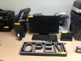 LOT CONSISTING OF OPEN SIGN, MONITOR, KEYBOARD,