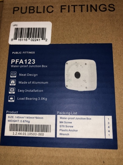 DAHUA / PUBLIC FITTINGS WATER PROOF JUNCTION BOX