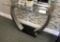 LOT CONSISTING OF: GLASS TOP CONTEMPORARY WALL TABLE,