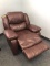 BROWN LEATHER/VINYL RECLINING CHAIR