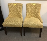 DECORATIVE GOLD PATTERNED FABRIC CHAIRS
