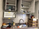 LOT CONSISTING OF: MICROWAVE, CONTENTS OF ALL CABINETS