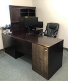 LOT CONSISTING OF: L-SHAPED DESK WITH HUTCH,