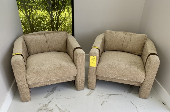 LIGHT BROWN FABRIC OCCASIONAL CHAIRS