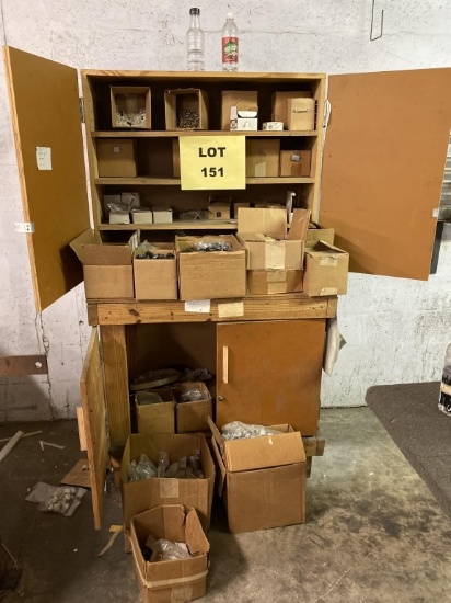 WOOD SUPPLY CABINET WITH HARDWARE AND FASTENERS