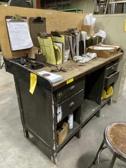 (3) WORK TABLES AND (1) DESK