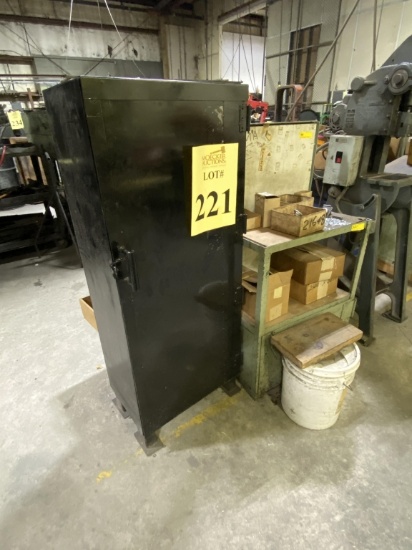 SMALL METAL WORK BENCHES AND STORAGE CABINET