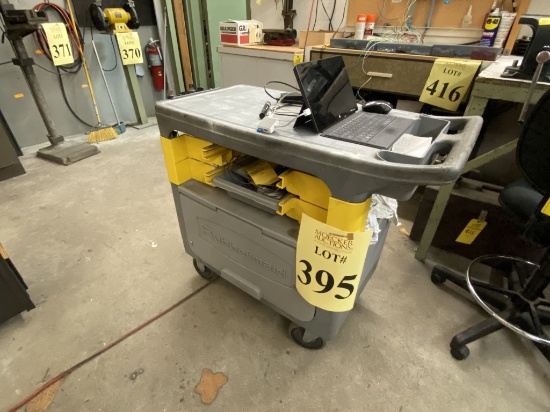 RUBBERMAID CART ON CASTORS WITH TESTING SUPPLIES