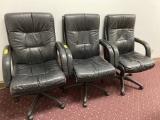 BLACK VINYL ROLLING ADJUSTABLE OFFICE CHAIRS