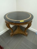 ORNATE ROUND DISPLAY TABLE WITH FAUX STONE TOP