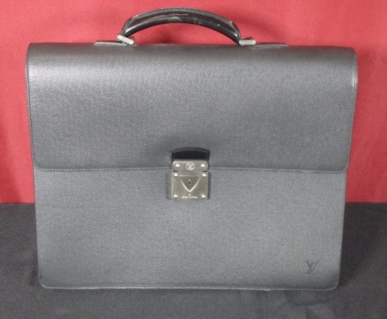 LOUIS VUITTON BLACK DAMIER BRIEFCASE WITH KEY (AUTHENTIC)