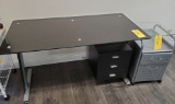 LOT CONSISTING OF GLASS TOP DESK