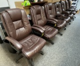 MATCHING LEATHER ROLLING CONFERENCE CHAIRS