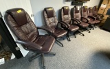 MATCHING LEATHER ROLLING CONFERENCE CHAIRS