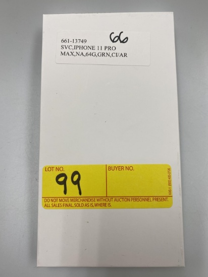 NEW IPHONE 11 PRO MAX, NA, 64G, GRN, CI/AR, SVC