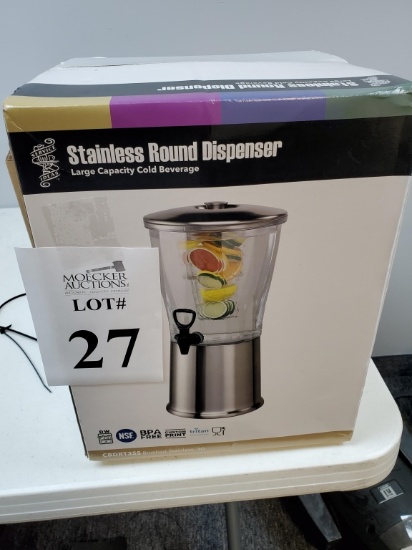 STAINLESS ROUND DRINK DISPENSER NEW IN BOX