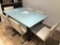 OPAQUE GLASS TABLE WITH (6) MATCHING CHAIRS