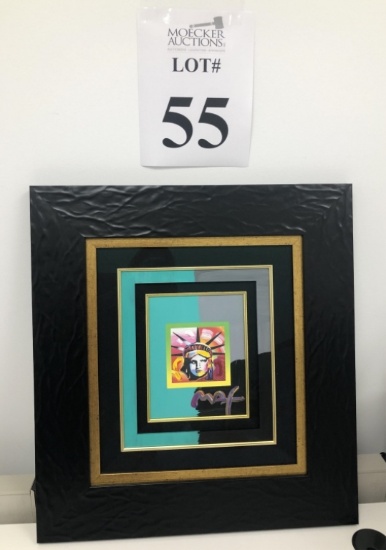 PETER MAX FRAMED ART "LIBERTY HEAD II" 2007