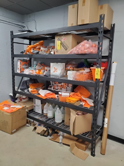 SECTION OF METAL SHELVING WITH WIRE RACKS