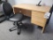 SMALL WOOD DESK AND ROLLING OFFICE CHAIR